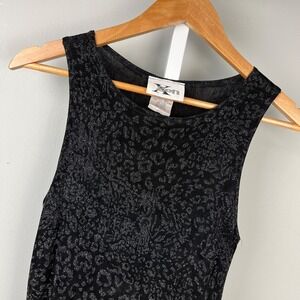 Vintage Gen X 90s Maxi Dress Womens M Black Leopard Print Glitter Slinky USA